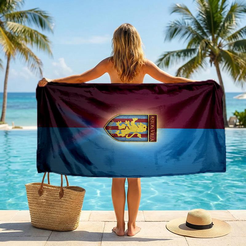 Aston Villa Football Beach Towel Soft Microfiber Summer Towel Quick Dry Absorbent Towel for Beach Swimming Pool Travel