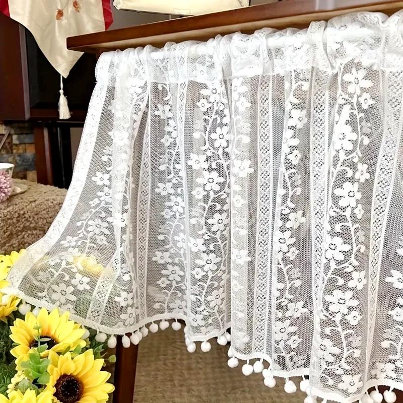1 шт. Короткие шторы Окно Дверь винного шкафа Полиэстер Французский стиль Кружево Кухня Маленький ламбрекен Жаккард Полупрозрачные с оборками Штора