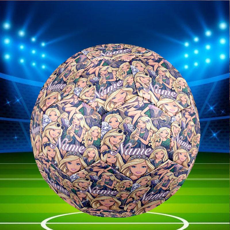 Custom Name Personalized Barbie Print Size 5 Soccer Ball Training & Match Football, for Team, Kicking, Gift for Football Enthusiasts