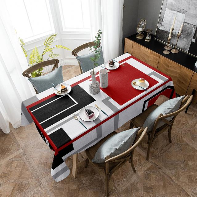 Yellow Mosaic Color Abstract Art Waterproof Tablecloth Wedding Decor Table Runner Coffee Dinning Decor Table Cover