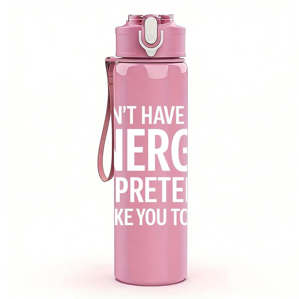 1PC Light Up Energy Pretend White Graphic 750ml Color Plastic Sports Water Bottle Leakproof Flip Straw Lid Suitable for Sports Office Home Use