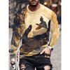 Mountain Water Ship Pattern T-Shirt For Men Chinese Buddha 3D Printed Tees Casual Long Sleeves Unisex T Shirts Loose O-Neck Tops