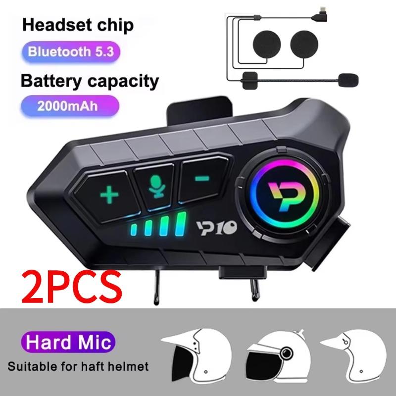 Y10 Motorcycle Helmet Headset Stereo Bt5.3 Hands Free Ipx6 Waterproof 2000Mah Moto Wireless Earphone Support Voice Control