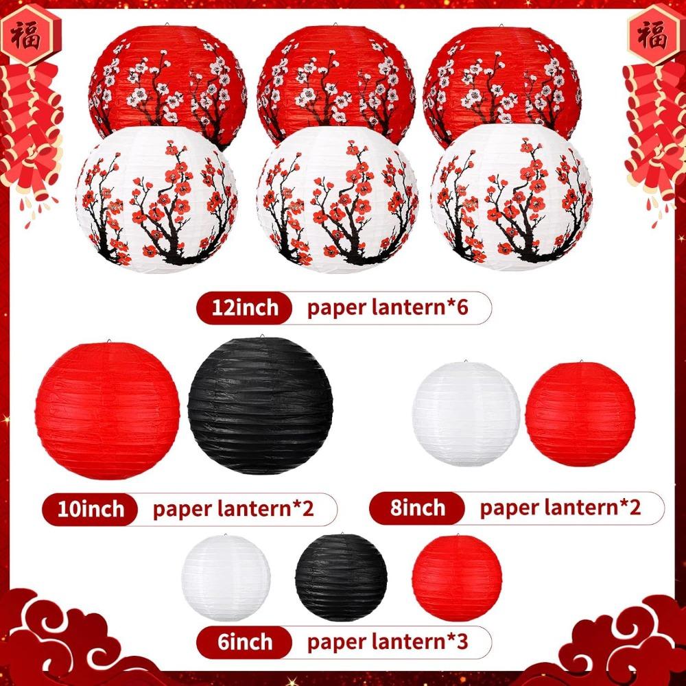 Plastic Paper Paper Lantern Set Round Shape Red Lantern Honeycomb Lantern  Home Party