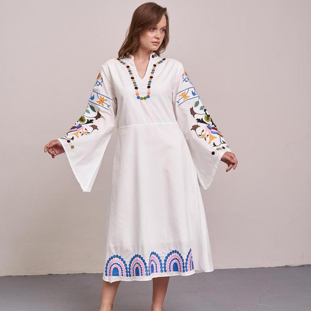 Women's Dress with Floral Embroidery In the Ukrainian Style Stephanie