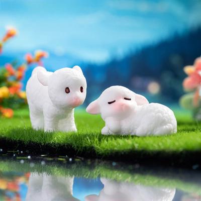 Микропейзаж мультфильм милый овечка фигурки животных сделать своими руками декоративные аксессуары настольные украшения для автомобиля
