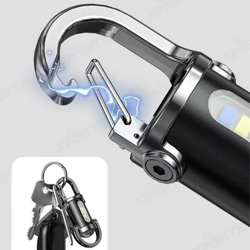 USB Rechargeable Keychain Light Small Camping Emergency Flashlight Powerful LED Key Chain Lamp Pocket Torch for Outdoor Hiking
