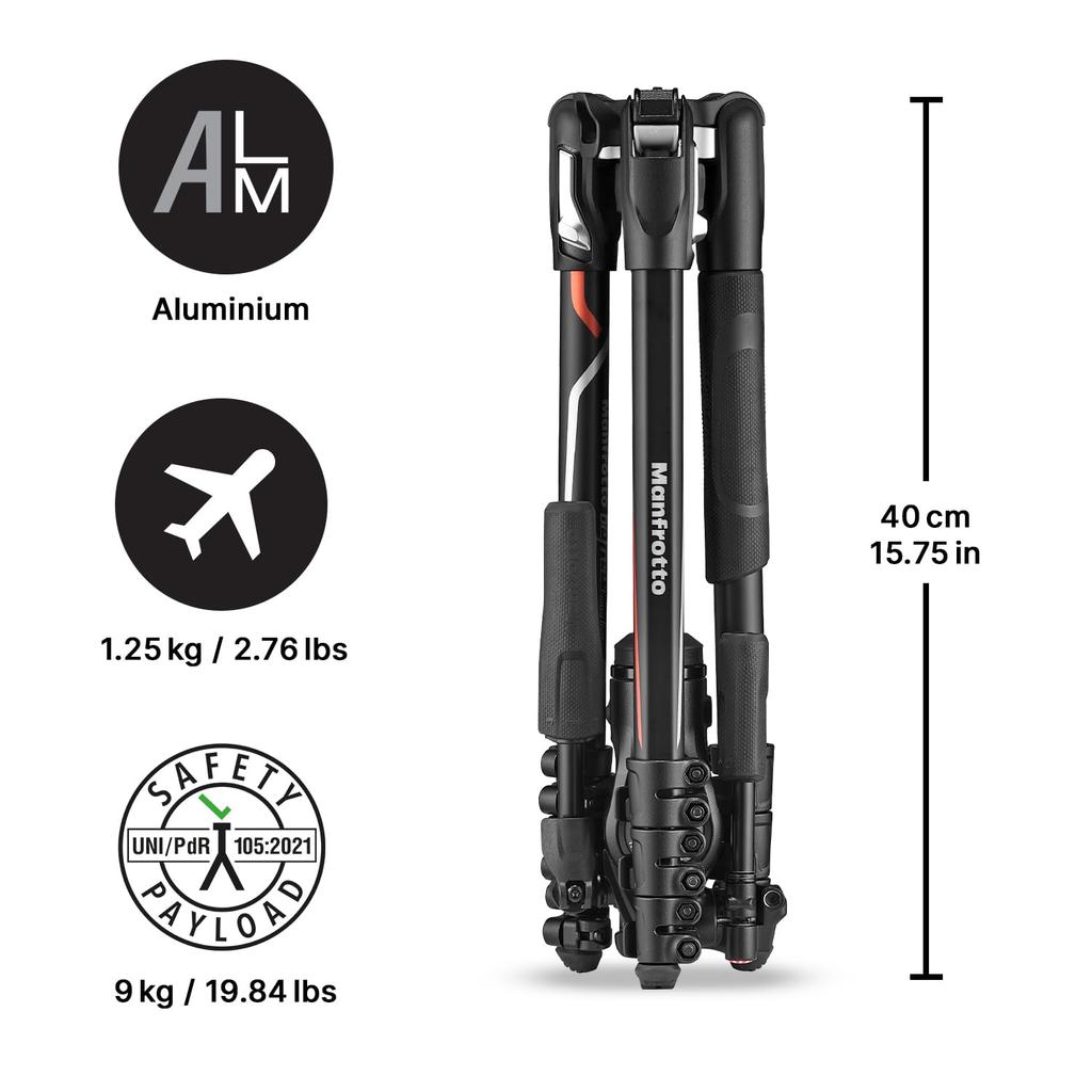 Manfrotto befree Live Advanced Tripod for Sony 6kg Load with Hybrid Still Fluid Drag Quick Plate 3-Way Models, 3-Way Head, Capacity, Case,