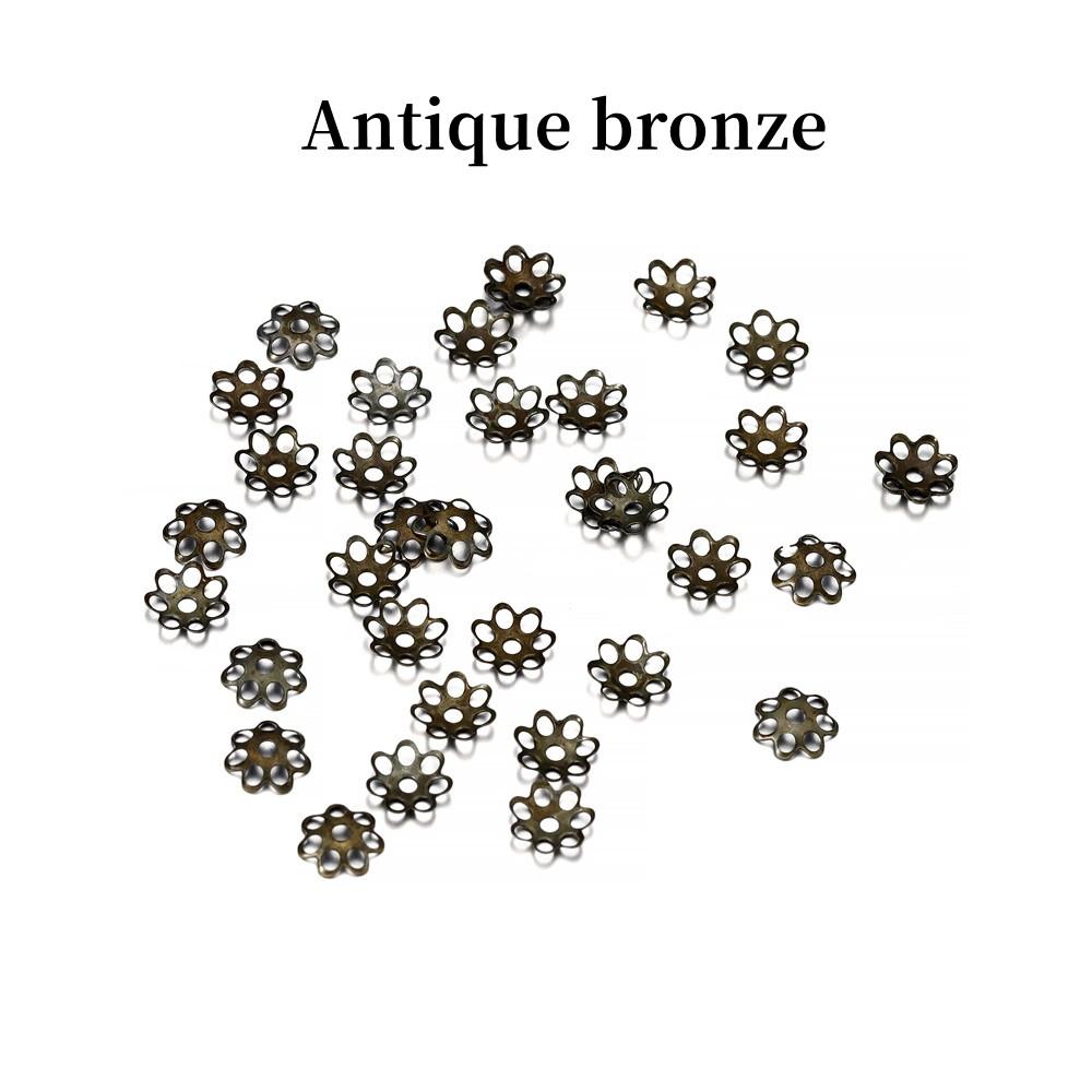600 шт./лот, 6 мм, полый цветок, металлическая филигрань, свободные проставки из бисера, колпачки с конусом, филигрань для поиска ювелирных изделий своими руками, принадлежности для изготовления ювелирных изделий
