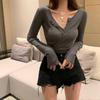 Women's Slim Long-Sleeve U-Neck Top - Spring Casual Hot Girl Style