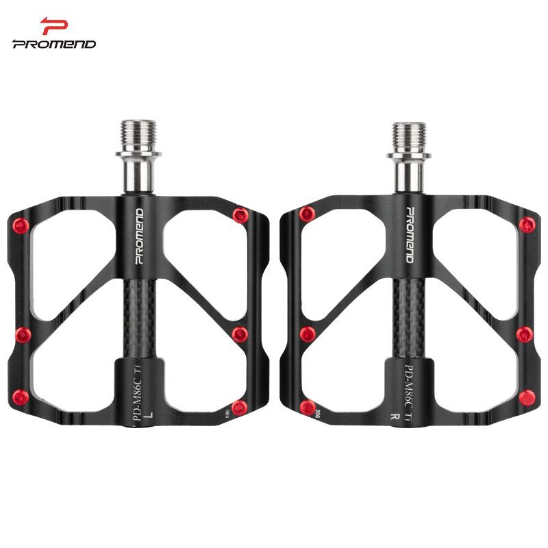 PROMEND 86T Mountain Bike Pedals - Titanium Axle, Carbon Tube, 3 Bearings, Road Cycling Pedals