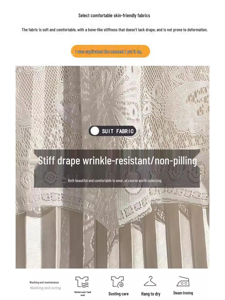 Double-Sided Long Lace A-Line Pleated Skirt for Women - 2025 Collection