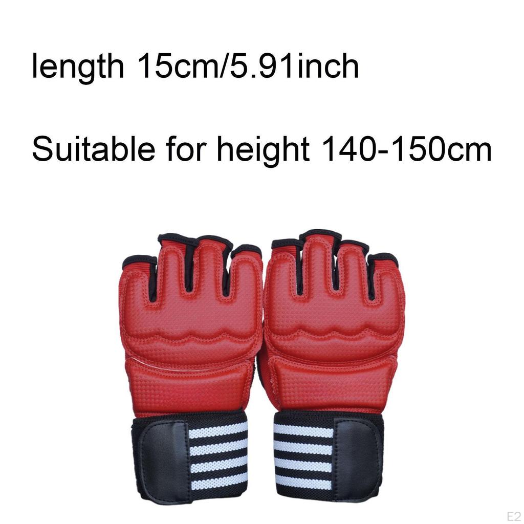 2 Pieces Boxing Gloves Red Half Finger PU Lightweight Sparring Gear Mitts for Unisex Women Men Adult