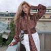 Французский элегантный женский повседневный топ в ретро-стиле с горошком и вырезами, с длинным рукавом