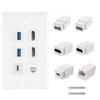 Декоративная настенная панель с 6 портами HDTV, USB 3.0, Type C, CAT6, Keystone Port, RJ45, 6 портов, белая, декоративная лицевая панель для стены.