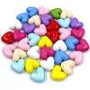 Acrylic Handmade for Jewelry Making Bracelet Necklace Earrings Loose Spacer Beads 17mm Heart Shape 10pcs DIY Accessories Solid Color Colourful