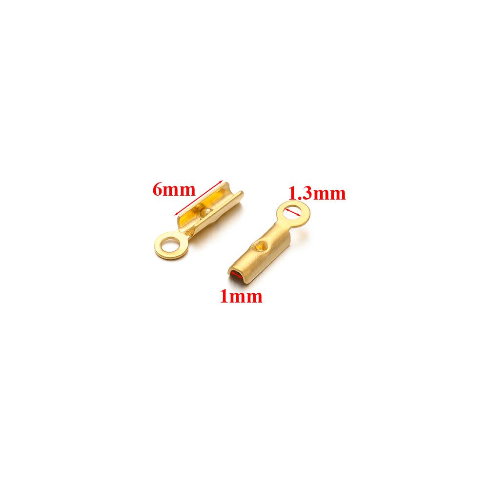 50pcs Stainless Steel 18k Gold Plated Crimp End Beads Caps for Diy Jewelry Making Findings Bracelet Necklace Chains Accessoreis