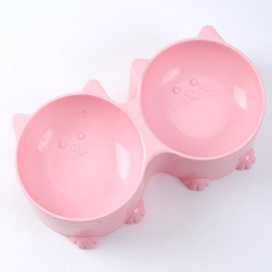 Двойная миска для корма Yousheng Pet в форме головы мультяшного кота, защитная шея, нескользящая миска для воды для кошек, аксессуары для домашних животных