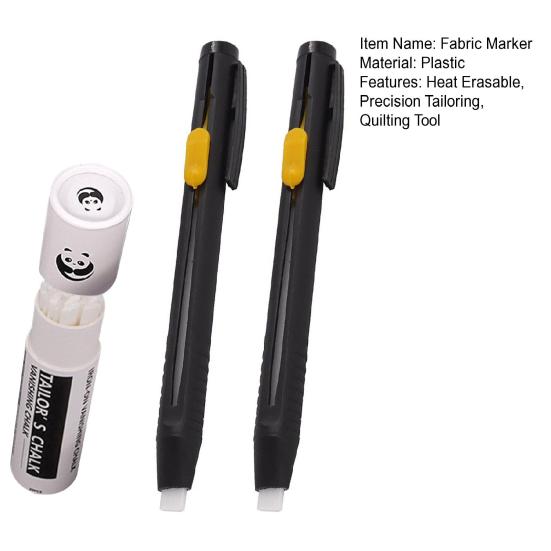 Heat Erasable Fabric Marker for Sewing Quilting Embroidery Disappearing Fabric Chalk Marking Pen Washable Marker with Replaceable Refills