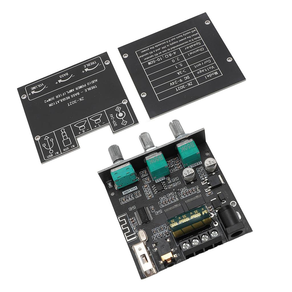 ZK 302T Digital Amplifier Module Bluetooth 5.1 TPA311D2 Chip 2.0 Channel 30W X 2 AUX USB APP Support