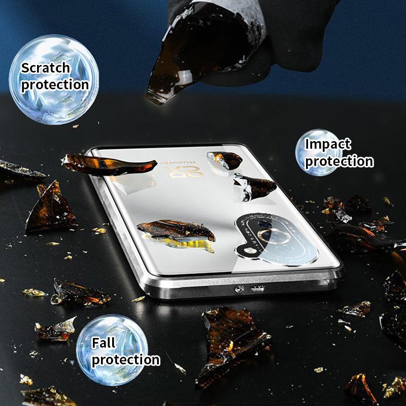 Магнитный металлический бампер на 360 градусов для Huawei P60 50 40 Pro Honor 80 70 mate 60 50 40 Pro, полная защита объектива, чехол для телефона из закаленного стекла