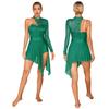 Women's Lyrical Latin Dance Dresses Asymmetric Skirted Leotard Modern Contemporary Dancing Costume