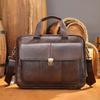 Новый мужской портфель, повседневная винтажная сумка из натуральной кожи, большая вместительная деловая сумка для ноутбука, сумка через плечо