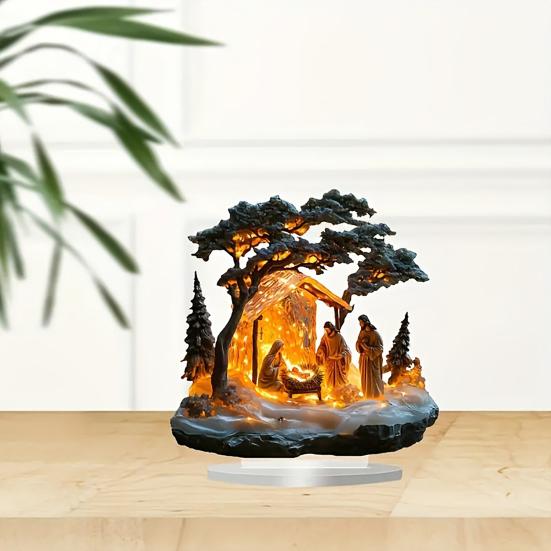 Зимний снежный домик акриловое украшение 2D плоский рождественский вертеп настольная вывеска рождественский домашний офис гостиная спальня книжная полка настольный орнамент