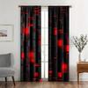 2pcs Fashion Black And Red Plaid Pattern Curtains,Rod Pockets Window Treatment Suitable For Living Room Bedroom Red Grid Curtain