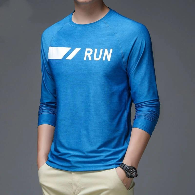 Fashion Gradient Graphic Men's T Shirts Autumn Man Clothes Crew Neck Long Sleeve T-Shirts Tops Men's T-Shirt Outdoor Pullover