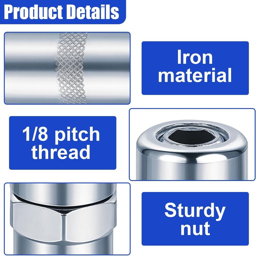 6PCS Car Grease Gun Nozzle Tip, 1/8" NPT Metal Grease Gun Coupler, Grease Gun Tip Replacement for M18 Cordless 2-Speed Grease Gun and M12 Cordless
