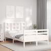 VidaXL Bed Frame with Headboard White Small Double Solid Wood 3193892