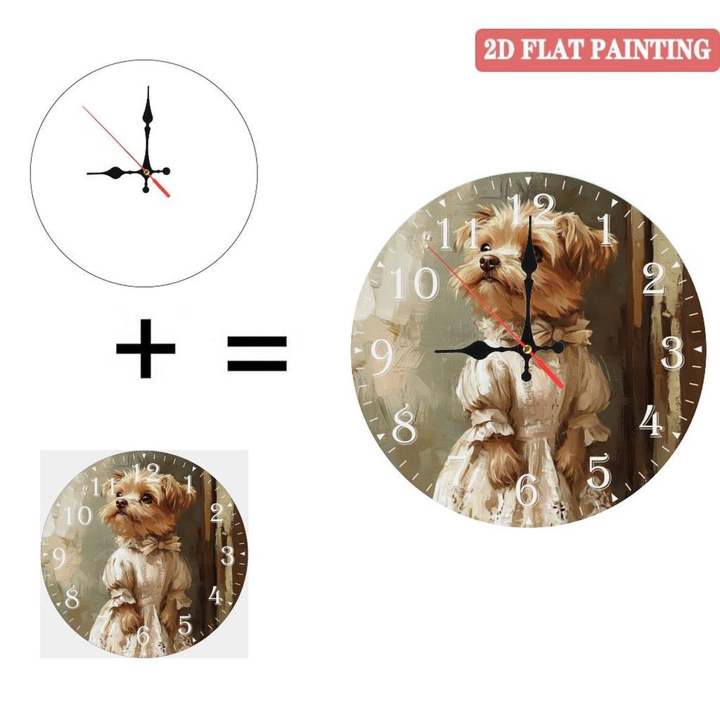 30cm Round Wood Wall Clock That Functions As a Decorative Key Rack