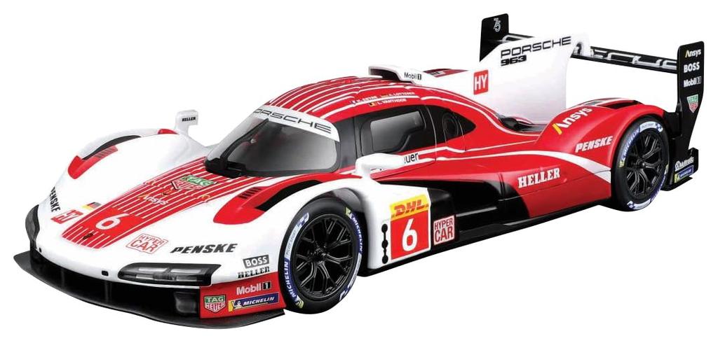 Kyosho BURAGO Масштаб Porsche 963 2024 6 Прозрачный кейс Готовая модель BUR38319 1/43 Нет. Белый/Красный
