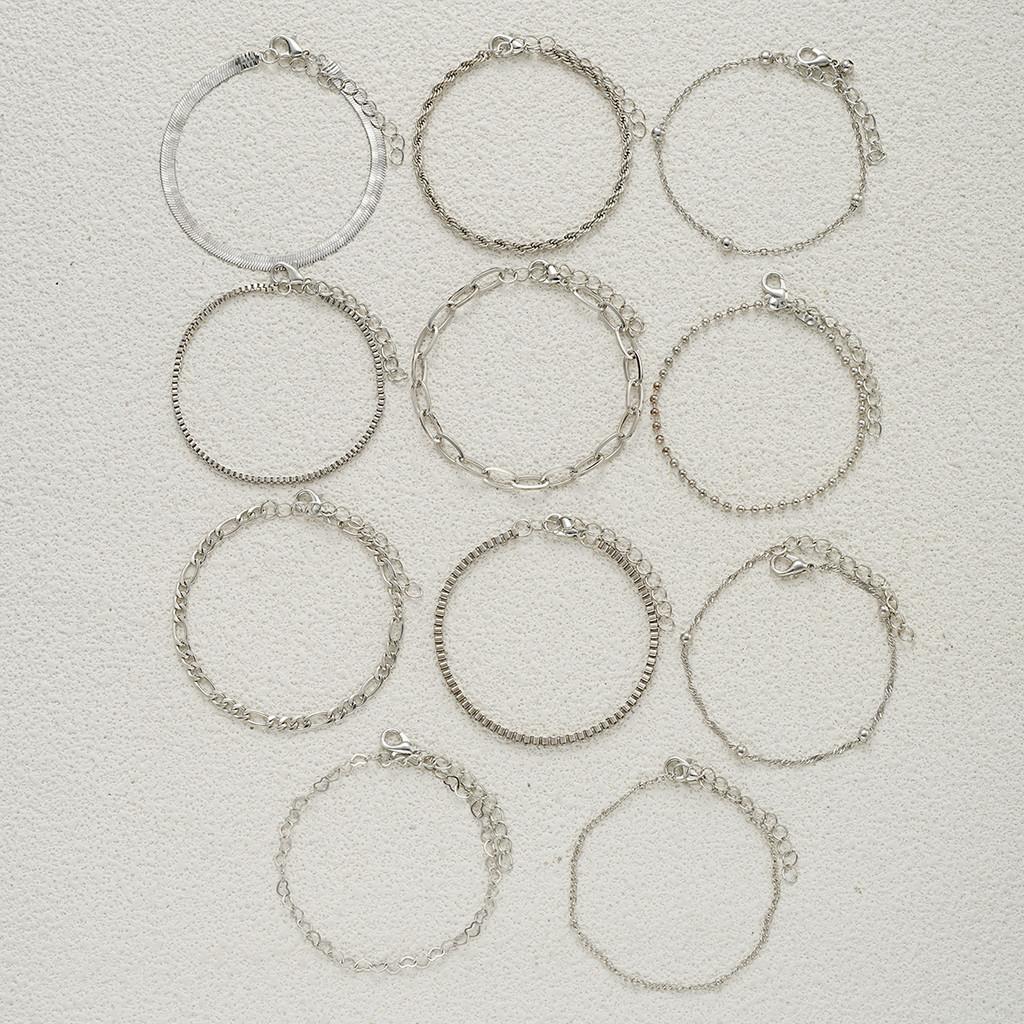 iF ME 6 шт./компл. серебряные браслеты с цепочкой в ​​виде змеи в форме сердца, винтажный набор браслетов для женщин, аксессуары, ювелирные изделия