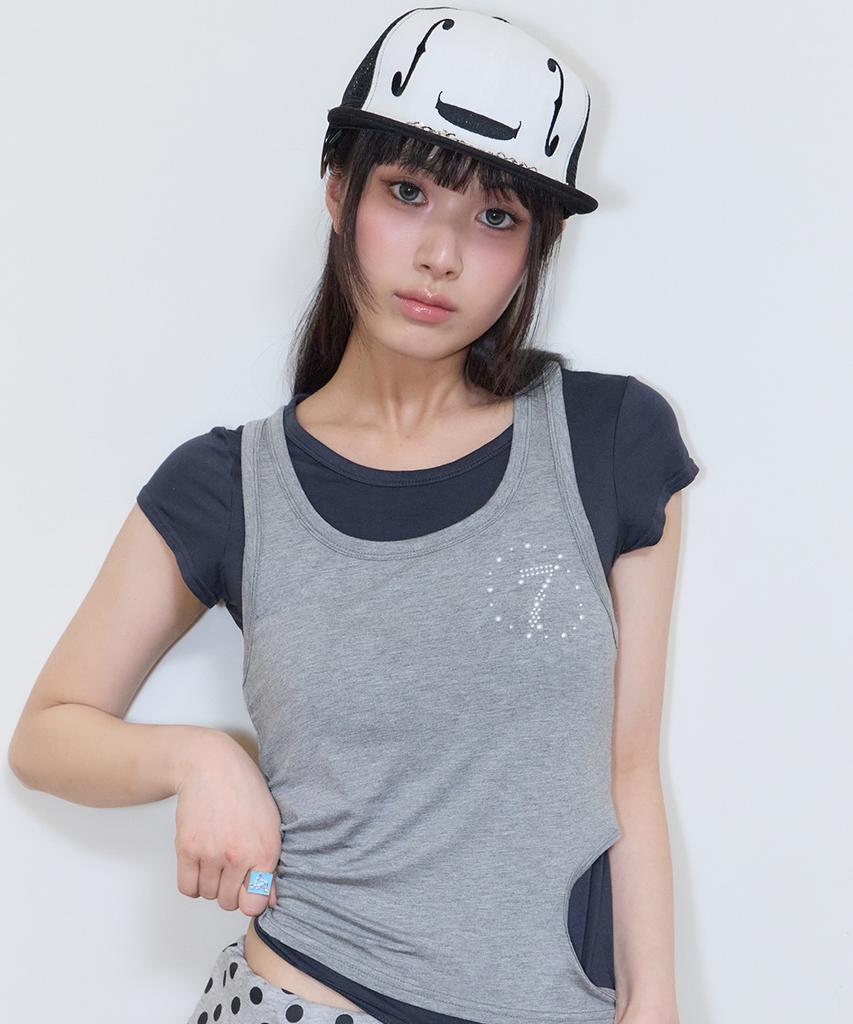 LUVISTRUE Sy Damage Layered Tee(Navy)