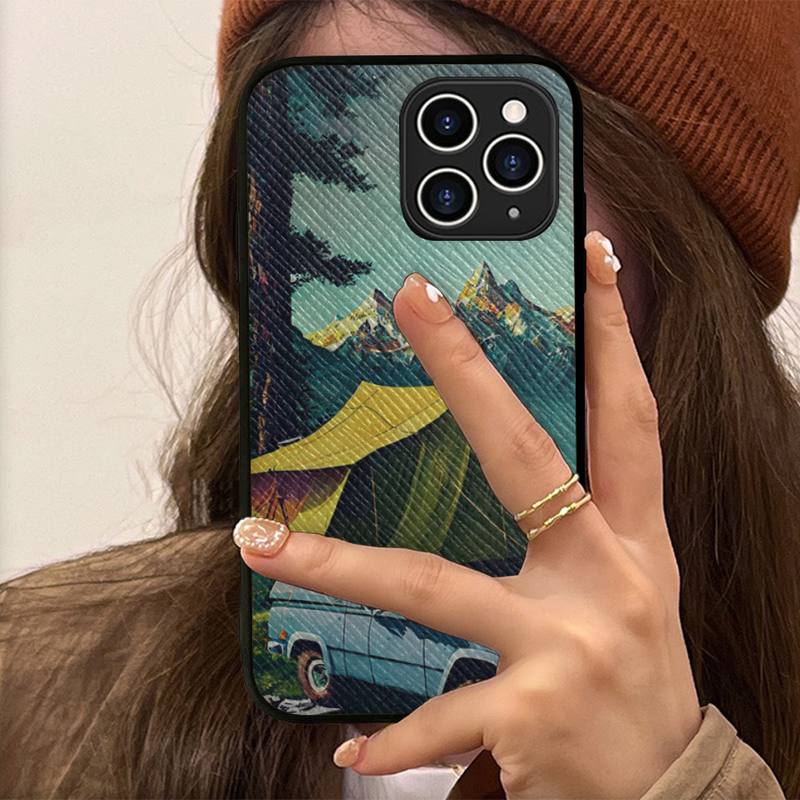 Чехол для телефона Camping Nature Mountain, жесткий кожаный чехол для iPhone 11, 12, 13 Mini Pro Max 8, 7 Plus SE 2020 X XR XS, чехол