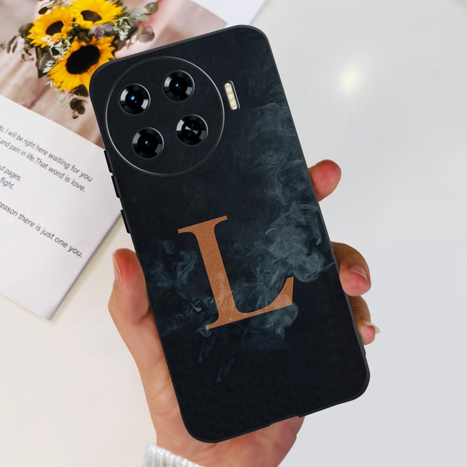 Чехол для Spark 20 Pro+ Мягкий Силиконовый Задний Чехол для Телефона Tecno Spark 20 Pro Plus KJ7 Чехол с Инициалами Буквенный Рисунок Funda Прозрачный