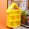 Miniature House Shaped Display Shelf Dollhouse Storage Cabinet Model Ornament Cute Design for Kids Room Decor DIY Dollhouse Build