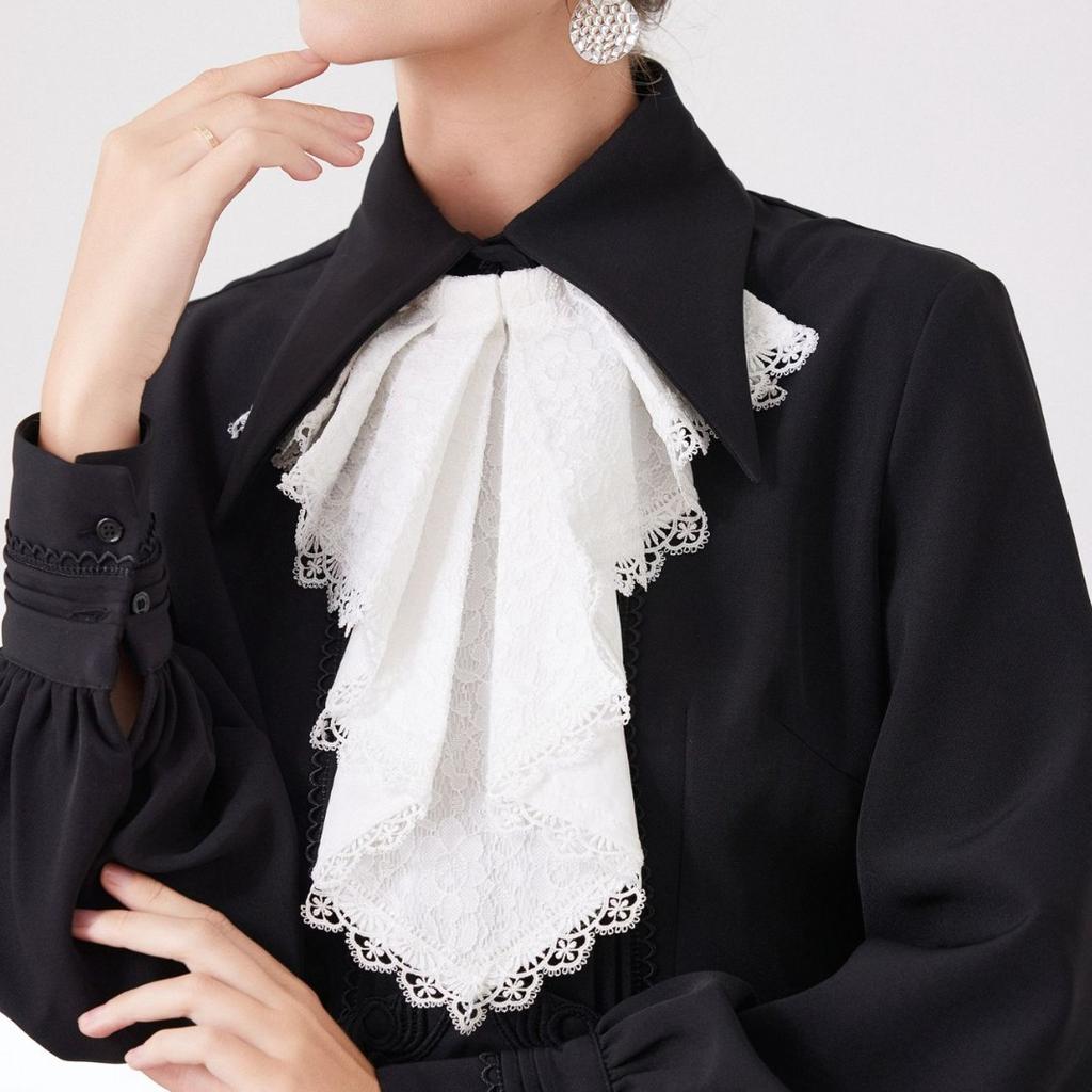 Lace Embriodery Shirt Detachable Collar Ties for Womens False Collar Retro Neck Ties Decorative Neckline Ruffled Fake Collar