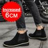 Новые мужские туфли для увеличения роста, ботинки челси, 6 см, невидимая внутренняя часть, увеличивающая рост, мужские туфли, увеличивающие рост, кожаные мужские ботинки на платформе