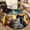 1pc Cat Night Sky Carpet for Office Non-Slip, Round Carpet, Soft & Comfortable, Carpet for Office, Lightweight Round Floor Mat yy251226081