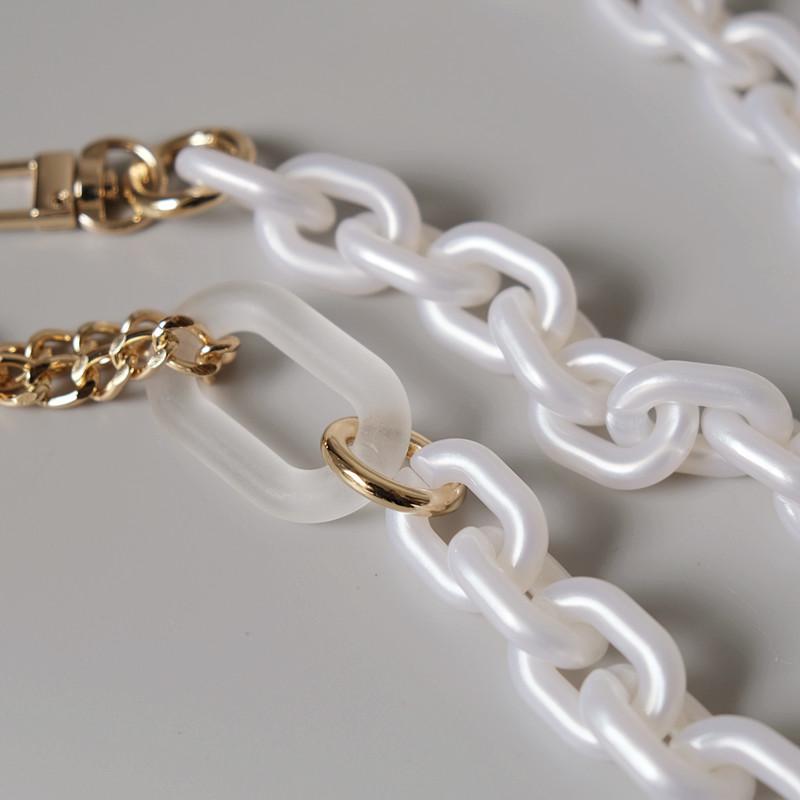 Новая модная женская цепочка для аксессуаров, съемная замена, роскошный белый ремешок из бисера, женский клатч «сделай сам», цепочка с полимерной ручкой