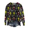 Women's Fashion Round Neck Pullover Top Long Sleeve Tee Christmas Printed Sweatshirt