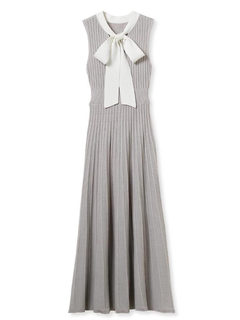 Bowtie Ribbon Knit Dress LWNO254170 LBEG F