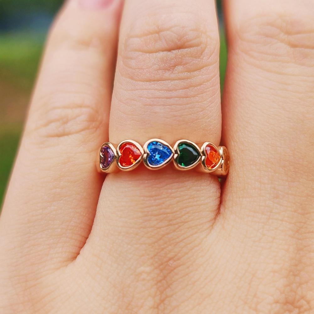 Fashion Colorful Zircon Heart Shape Opening Adjustable Rings for Women Ring Jewelry Wedding Party Accessories