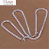 Street All-match 925 Sterling Silver Classic 4MM Box Bracelet Necklace Jewelry Set for Men Women Fashion Party Wedding Gifts