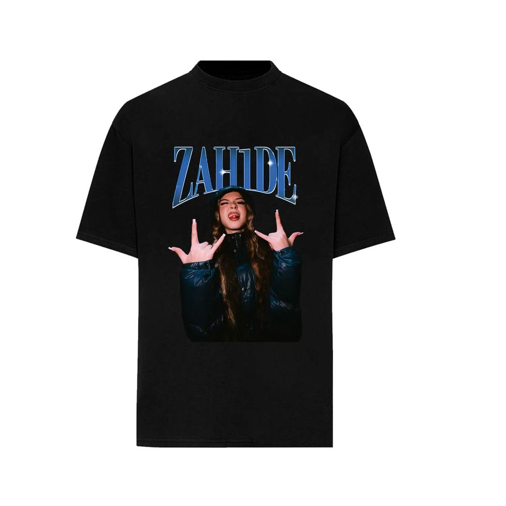 Trendy German Singer Zahide Print T-shirt Short Sleeves Cotton Oversized Merch Tee Tik Tok Ins Star Men Women Unisex Black Tees