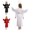 3Pcs Girls Angel Halloween Cosplay Costume Princess Dress with Angel Wings Headband Wand Set