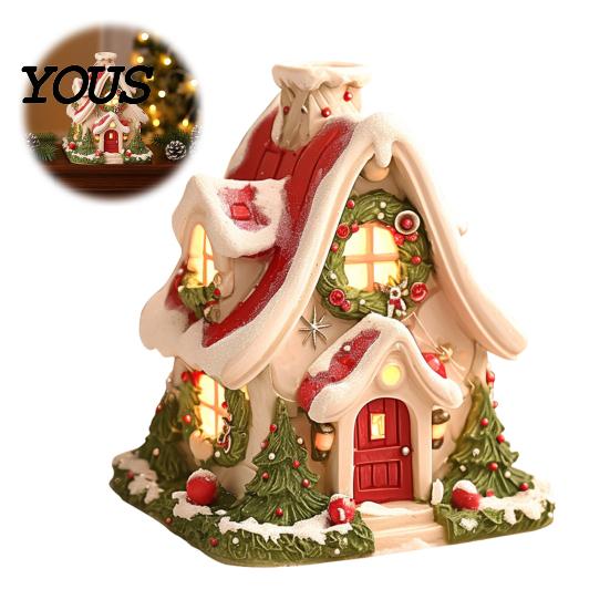 Atmospheric Candlelight Display Piece Christmas Snow House Incense Burner, Backflow Holder, Holiday Ceremony Decoration Items Festive Xmas Desktop